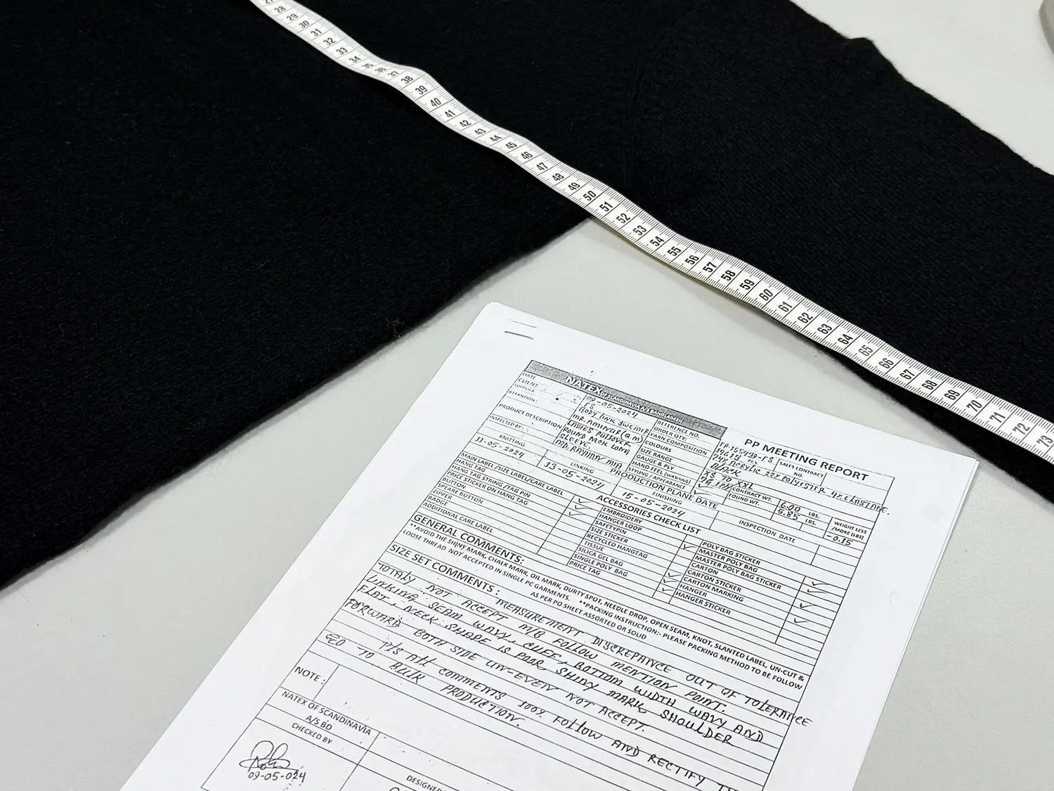Garment production quality inspection