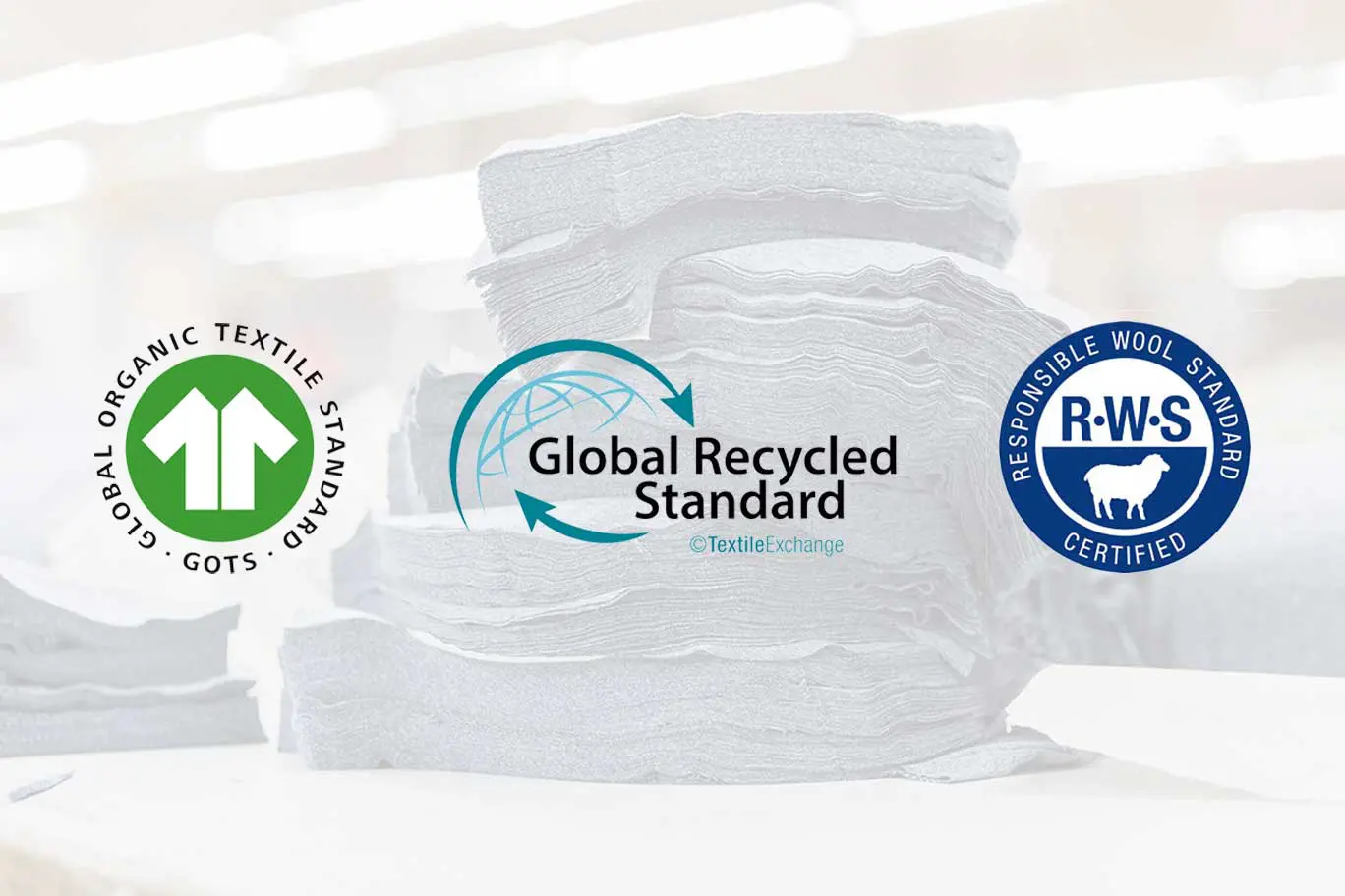 GOTS, GRS and RWS certification logos